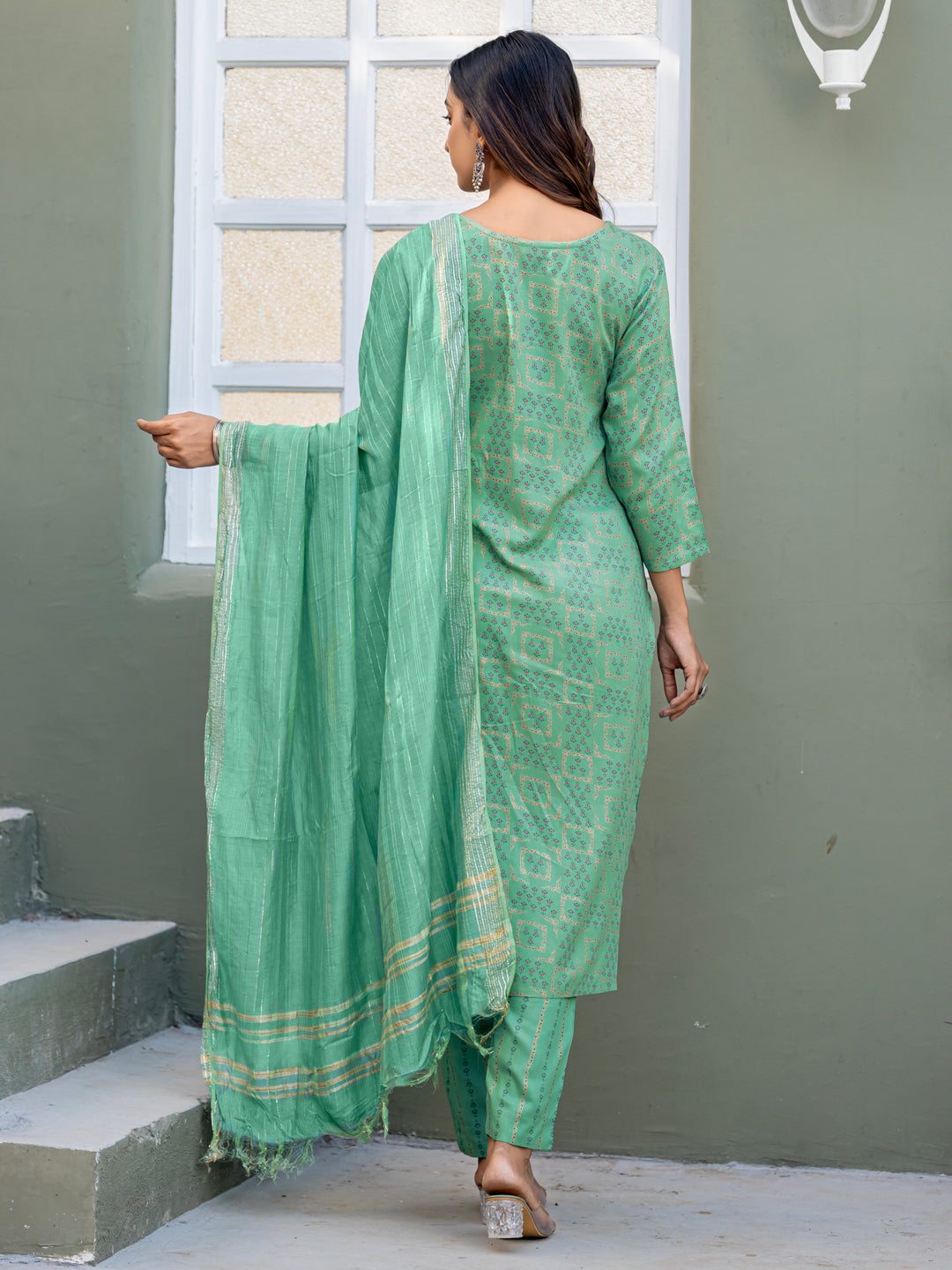 Rayon Printed Fully Stiched Kurti-Pant-Dupatta Set