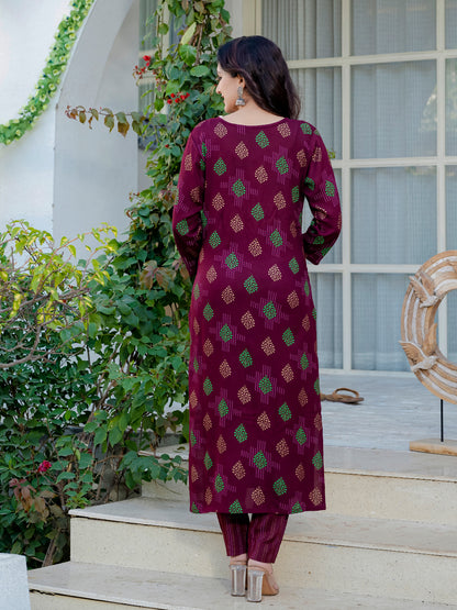 Rayon Printed Fully Stiched Kurti-Pant-Dupatta Set