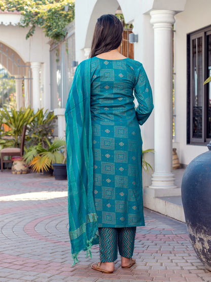 Rayon Printed Fully Stiched Kurti-Pant-Dupatta Set