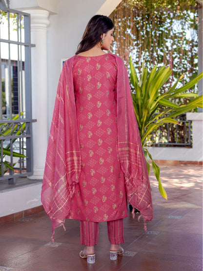Rayon Printed Fully Stiched Kurti-Pant-Dupatta Set