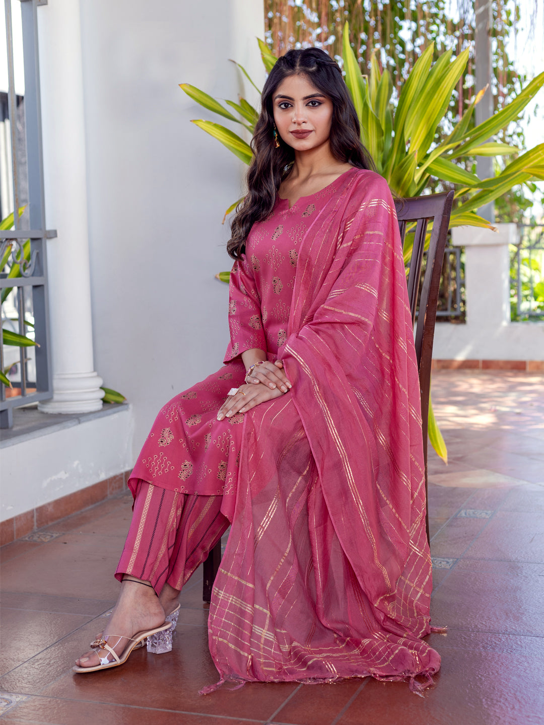Rayon Printed Fully Stiched Kurti-Pant-Dupatta Set