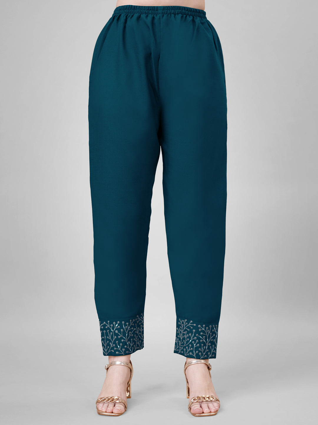 3 COLOR Cotton Blend with Embroidery & Sequence Work Fully Stiched Cotton Blend Kurti Pant Dupatta (Mehendi, Morpinchh, Wine)