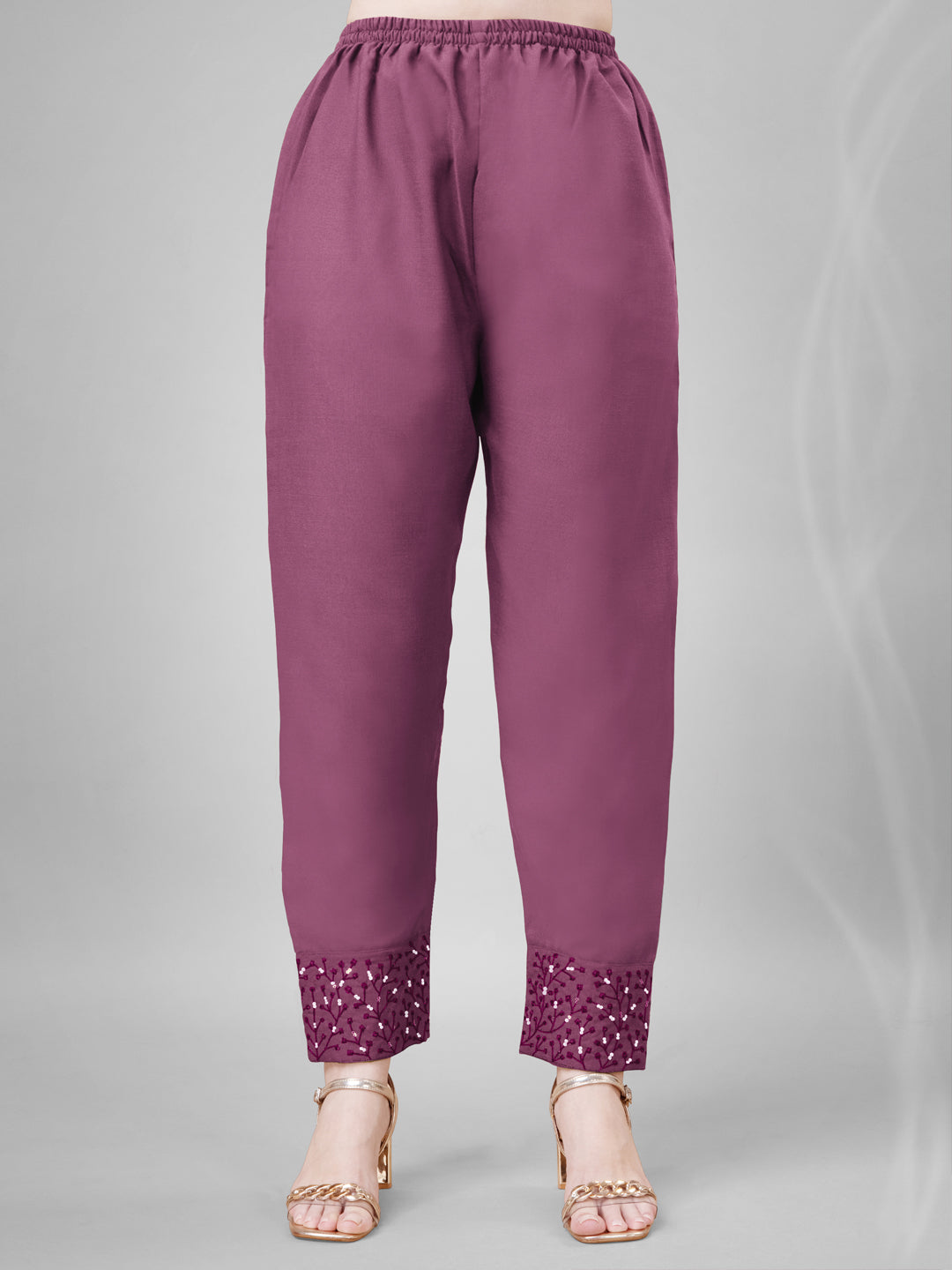3 COLOR Cotton Blend with Embroidery & Sequence Work Fully Stiched Cotton Blend Kurti Pant Dupatta (Mehendi, Morpinchh, Wine)