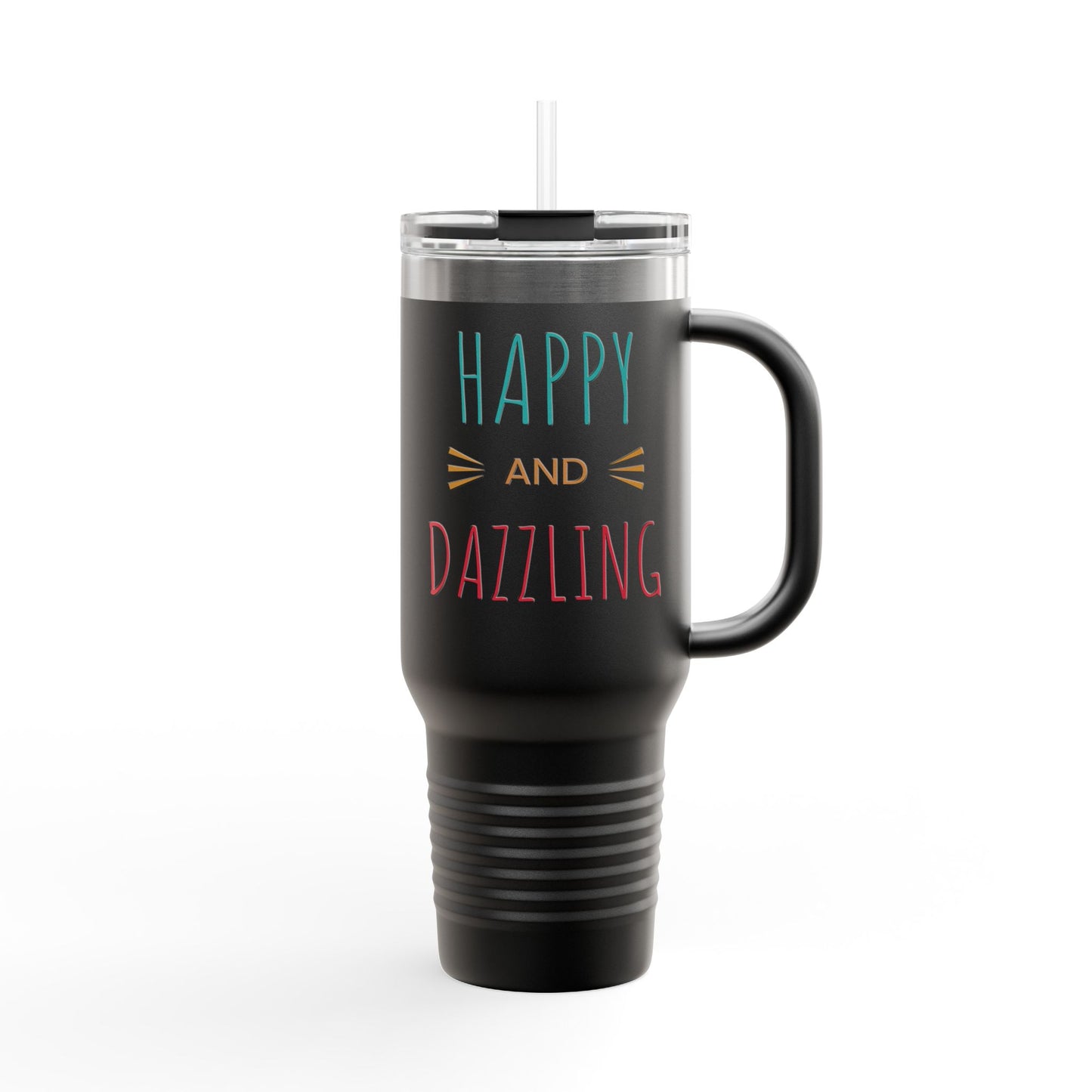 Happy Dazzling Insulated Travel Mug, 40oz - Perfect for On-The-Go, Gifts, Coffee Lovers, Travel Essentials, Joyful Sips