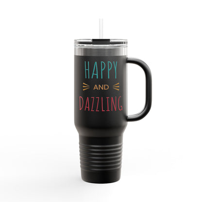 Happy Dazzling Insulated Travel Mug, 40oz - Perfect for On-The-Go, Gifts, Coffee Lovers, Travel Essentials, Joyful Sips