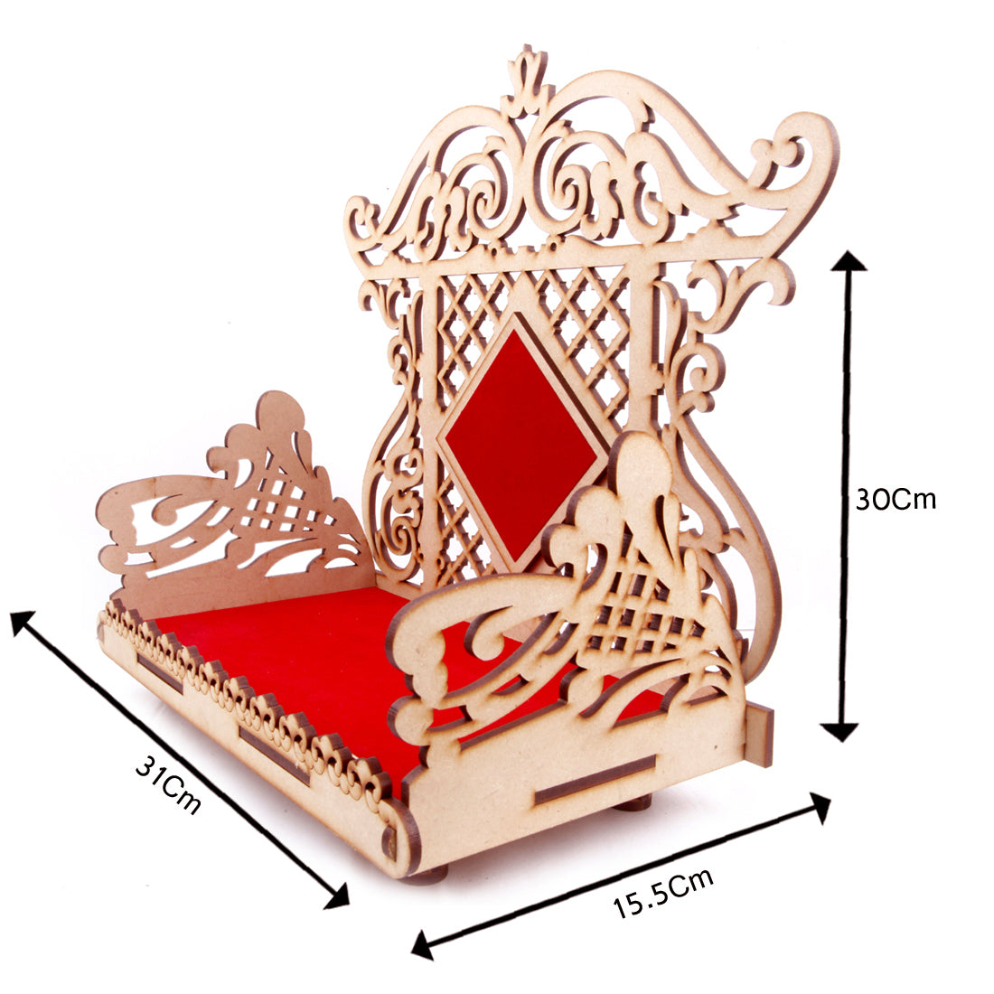 Mini Wooden Jhula for Laddu Gopal, Ganesh - Premium MDF Pooja Swing for Krishna Idols