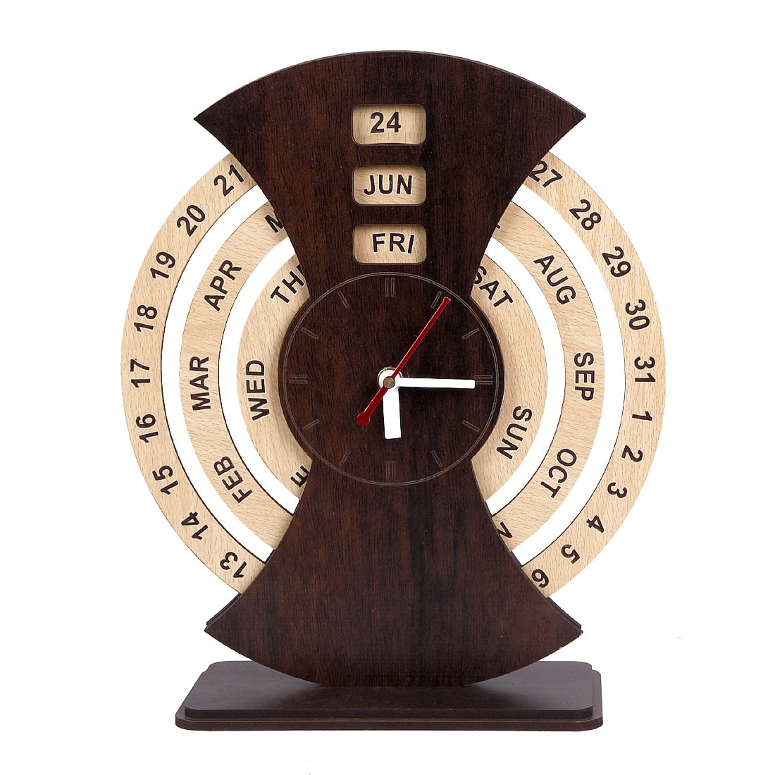 Desktop Wooden Calendar with Clock – 15x15 Inch MDF Hanging Calendar for Office & Home Decor
