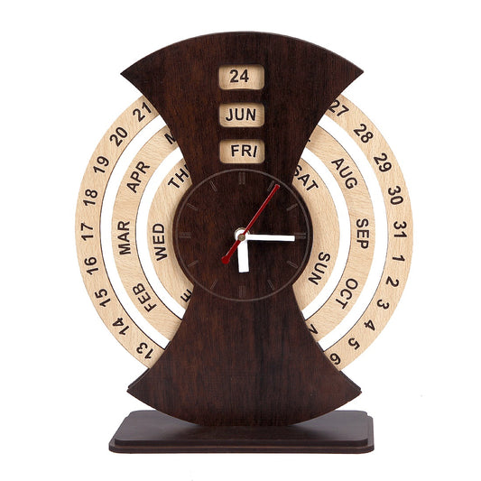 Desktop Wooden Calendar with Clock – 15x15 Inch MDF Hanging Calendar for Office & Home Decor