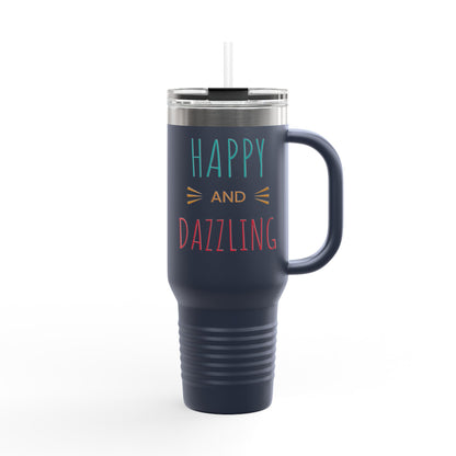 Happy Dazzling Insulated Travel Mug, 40oz - Perfect for On-The-Go, Gifts, Coffee Lovers, Travel Essentials, Joyful Sips