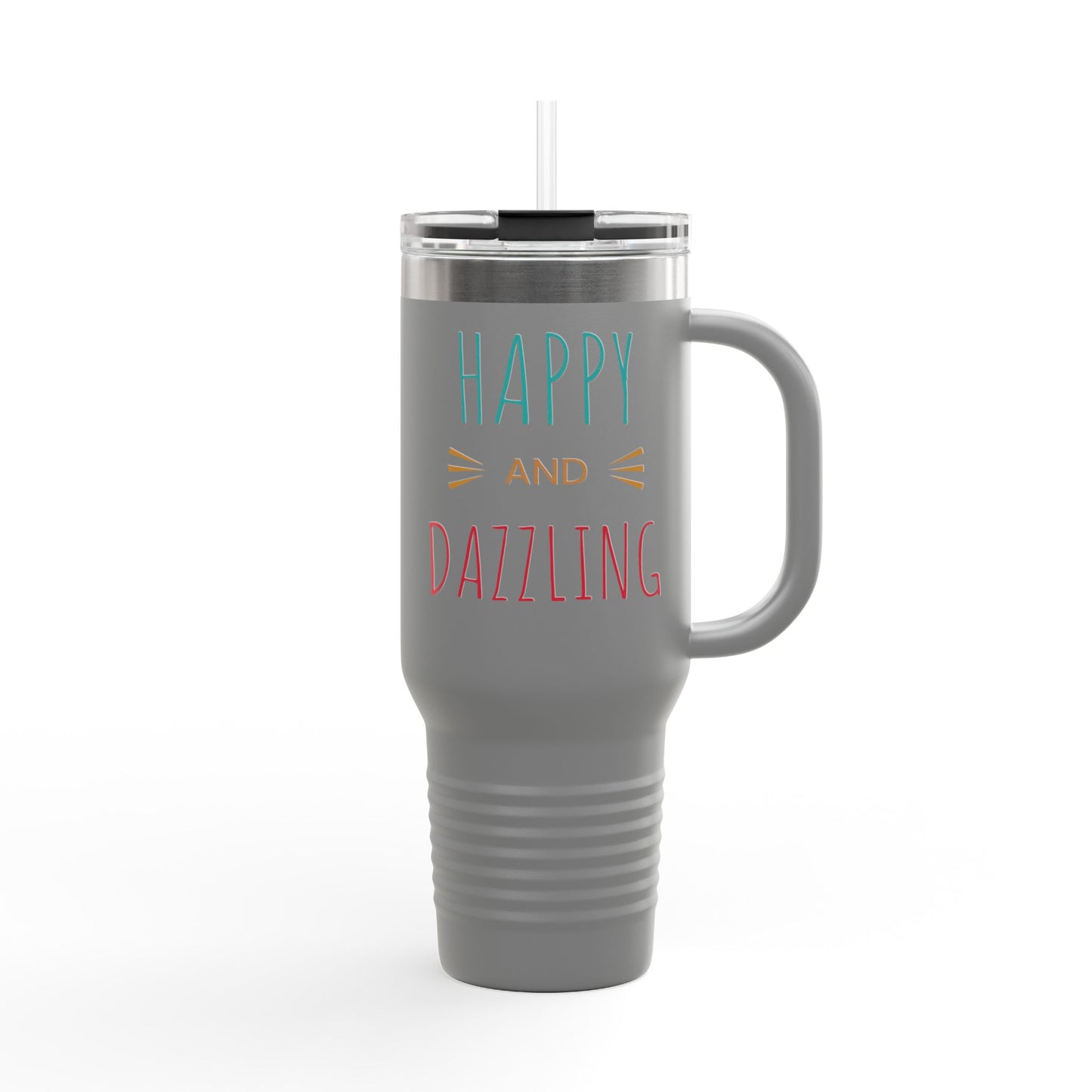 Happy Dazzling Insulated Travel Mug, 40oz - Perfect for On-The-Go, Gifts, Coffee Lovers, Travel Essentials, Joyful Sips