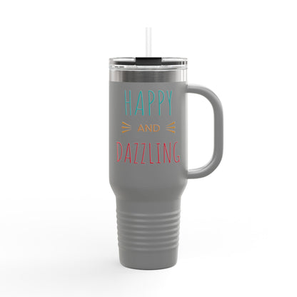 Happy Dazzling Insulated Travel Mug, 40oz - Perfect for On-The-Go, Gifts, Coffee Lovers, Travel Essentials, Joyful Sips