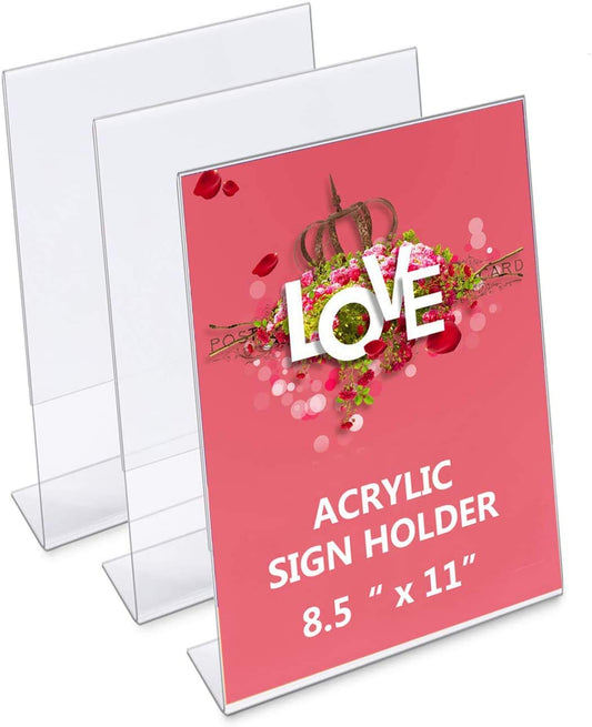 Acrylic Sign Holder 4 x 6 – Slant Back Self-Standing Display Frame for A6 Paper, Photos & Announcements