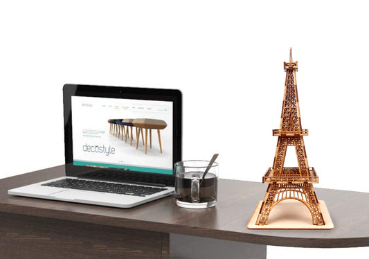 Hand-Carved Wooden Eiffel Tower Showpiece – Miniature Parisian Home &amp; Office Décor