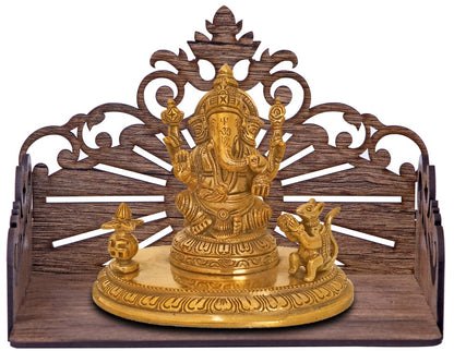 Elegant Wooden Mandir for Home – Wall Mounted Temple & Puja Set
