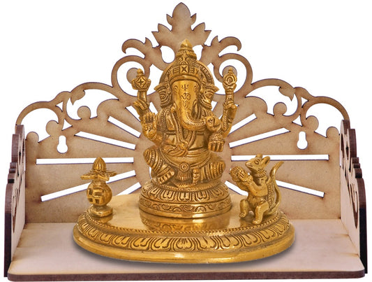 Elegant Wooden Mandir for Home – Wall Mounted Temple & Puja Set