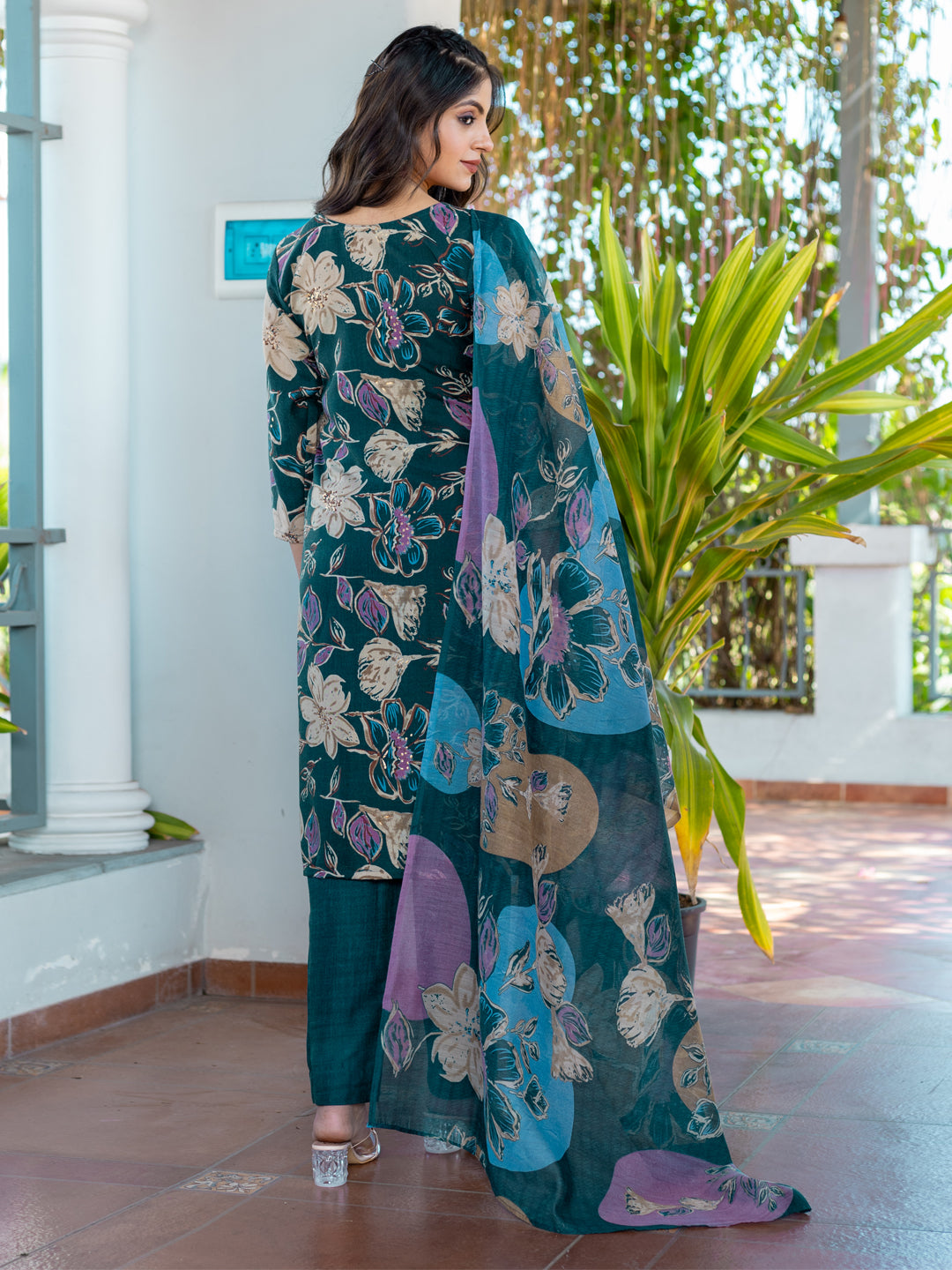 5 COLOR Cotton Blend with Embroidery Fully Stiched Cotton Kurti Pant Dupatta (Brown, Navy Blue, Purple, Blue, Rust)
