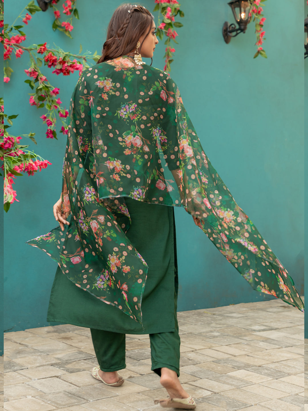Premium Silk Kurti-Pant-Dupatta Set with Handwork
