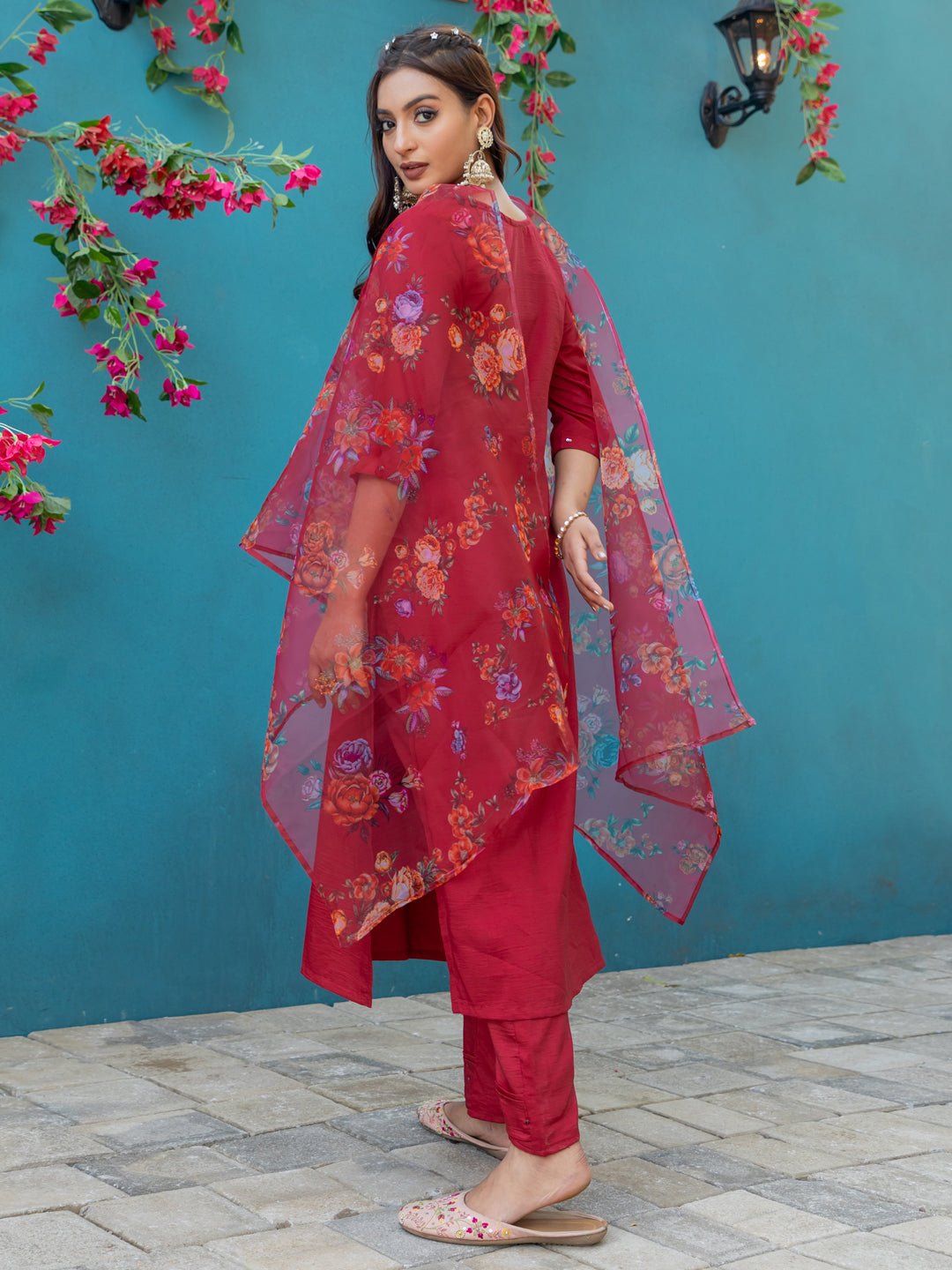 Premium Silk Kurti-Pant-Dupatta Set with Handwork