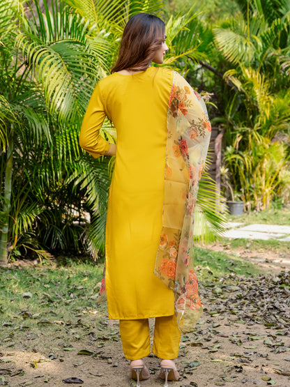 Premium Silk Kurti-Pant-Dupatta Set with Handwork