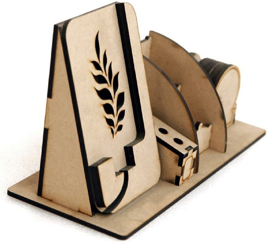 Wooden Desk Organizer with Phone Stand