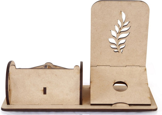 Wooden Mobile Stand & Card Holder Office Desk