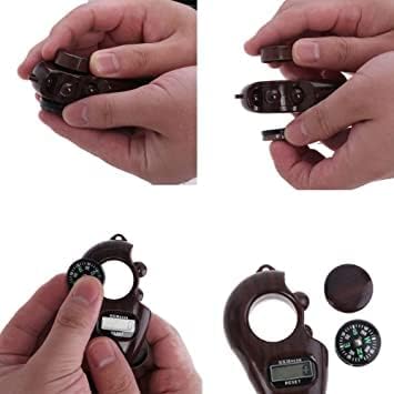 Wooden-Finish Digital Prayer Counter with Compass