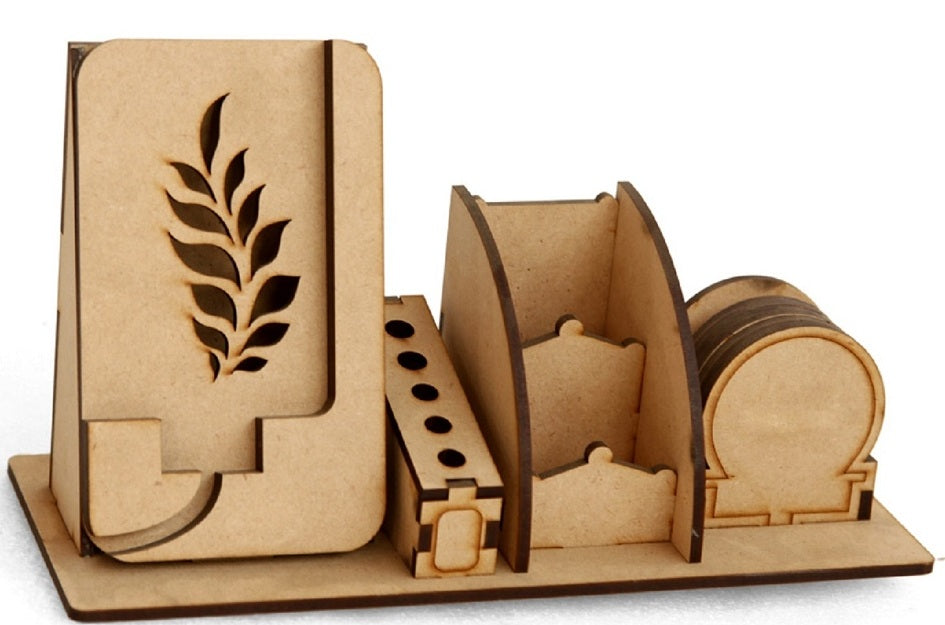 Wooden Desk Organizer with Phone Stand