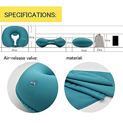 Push Button-Inflating Travel Neck Pillow