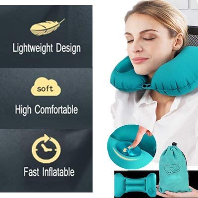 Push Button-Inflating Travel Neck Pillow