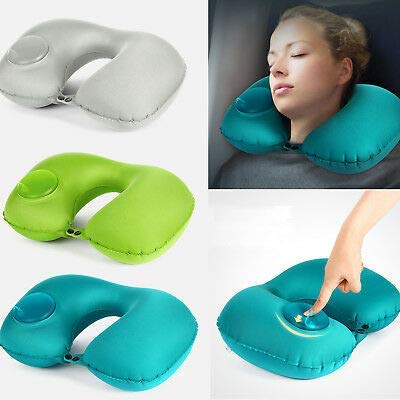 Push Button-Inflating Travel Neck Pillow