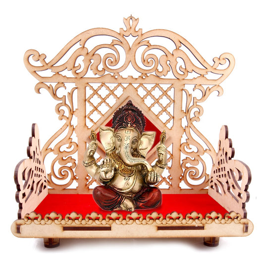 Mini Wooden Jhula for Laddu Gopal, Ganesh - Premium MDF Pooja Swing for Krishna Idols