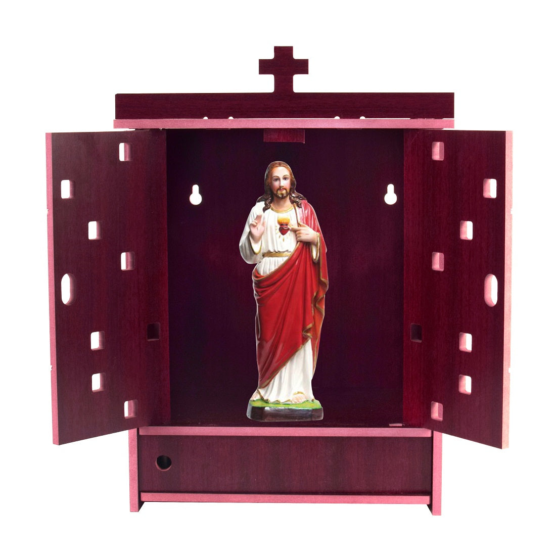 Premium MDF Wooden Wall-Mounted Jesus Mandir – Home Decor & Idols