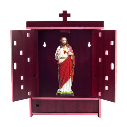 Premium MDF Wooden Wall-Mounted Jesus Mandir – Home Decor & Idols