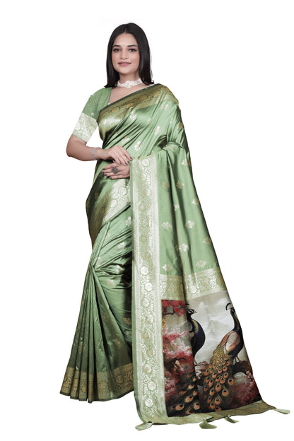Royal 9 color Banarasi Silk Saree with Peacock woven Pallu  Design