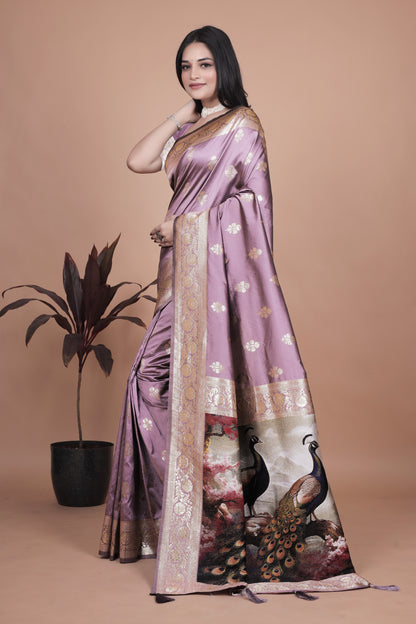 Royal 9 color Banarasi Silk Saree with Peacock woven Pallu  Design