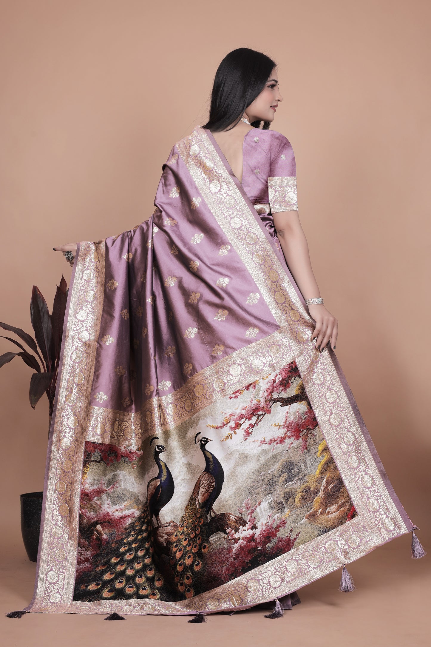 Royal 9 color Banarasi Silk Saree with Peacock woven Pallu  Design