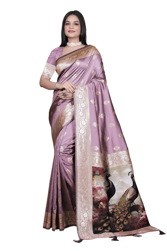Royal 9 color Banarasi Silk Saree with Peacock woven Pallu  Design