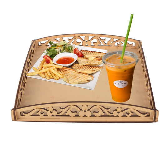 Handcrafted Wooden Serving Tray – Large Solid MDF Coffee & Tea Tray