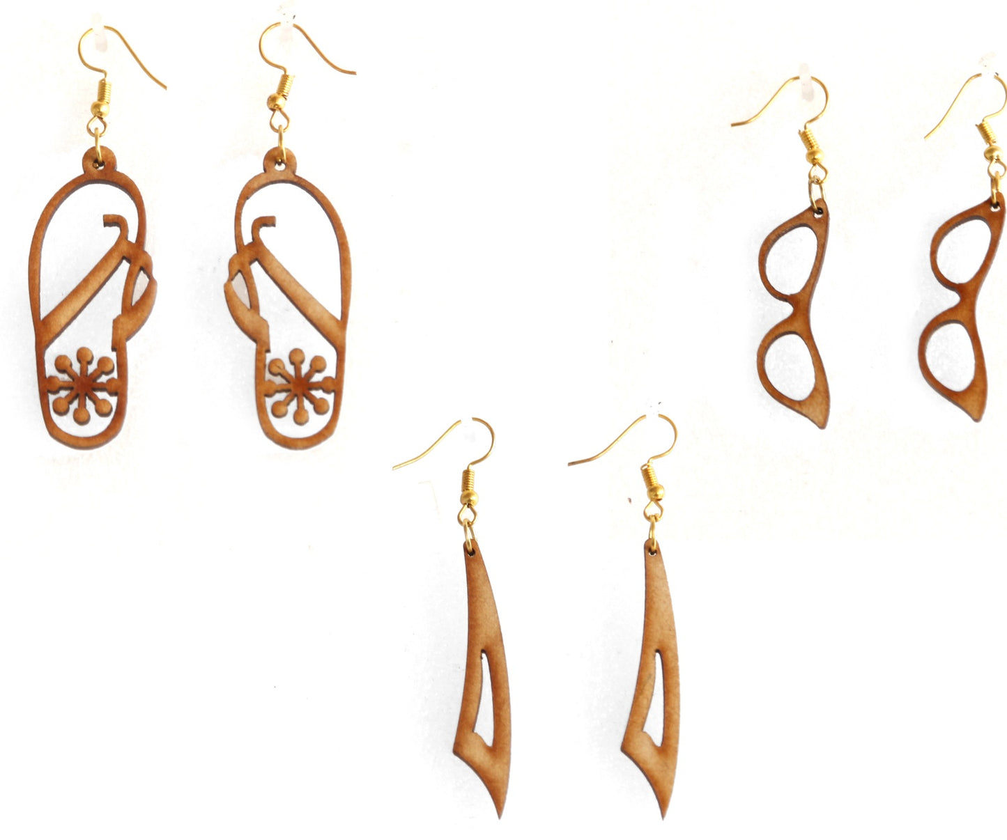 Shringar Lifestyle Fun Run – Handmade Wooden Dangle Earrings (3 PCS Combo)