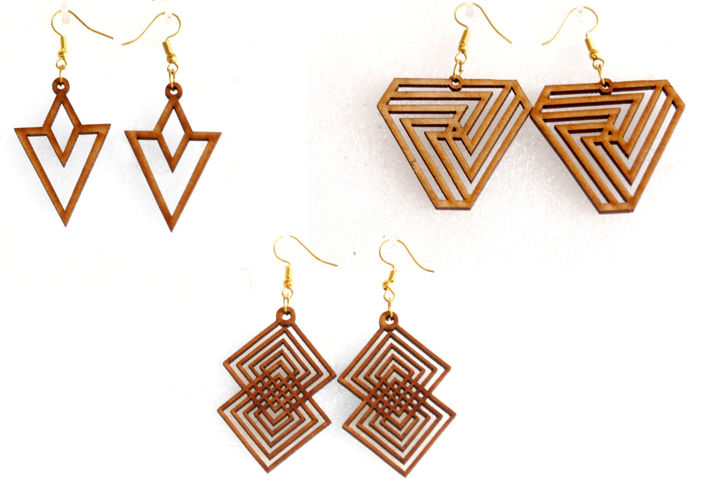 Shringar Lifestyle Fun Run – Handmade Wooden Dangle Earrings (3 PCS Combo)