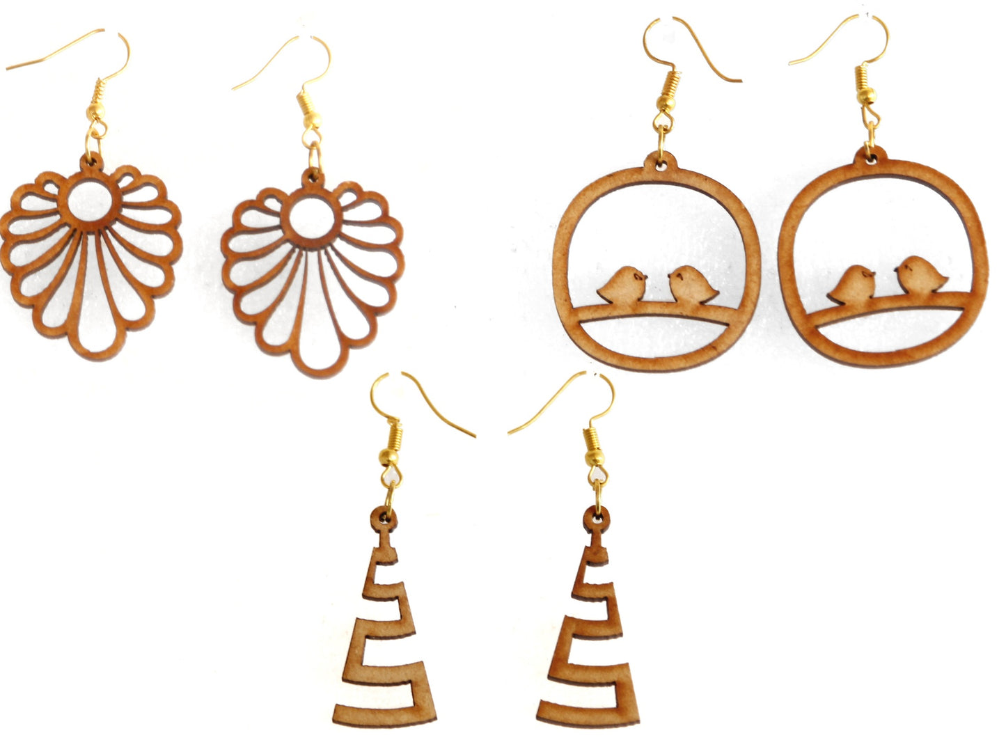 Shringar Lifestyle Fun Run – Handmade Wooden Dangle Earrings (3 PCS Combo)