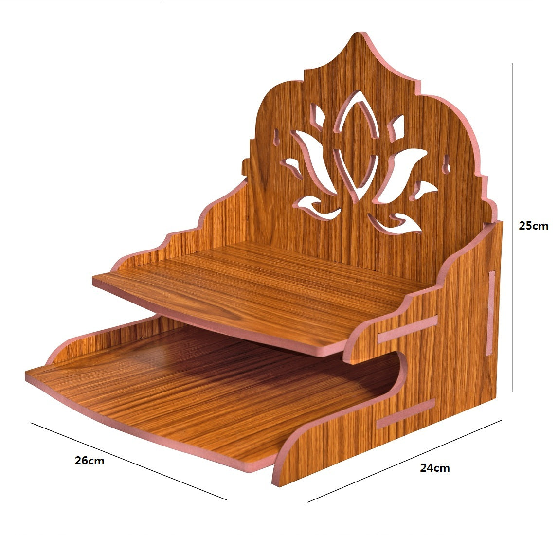 Elegant Wooden Mandir for Home Wall Mounted Temple with Storage & Puja Set