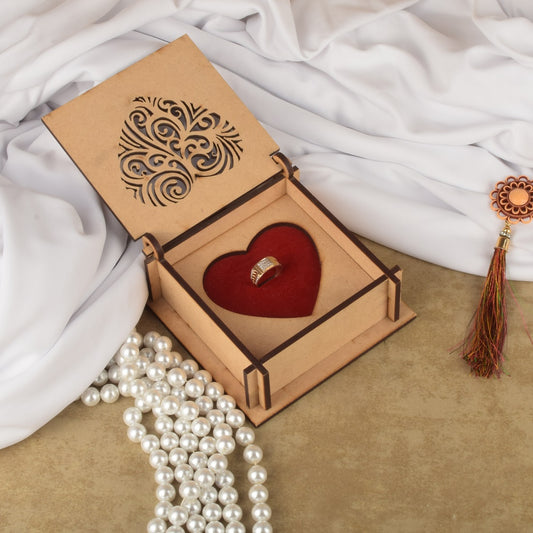 Wooden Beautiful Jewellery Box Ring Box | Handmade Attractive Design Ring Box Jewelry Wooden Presentation Box Case for Proposal Engagement Wedding Ceremony Birthday Gift