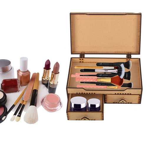 Wooden Makeup & Cosmetics Organizer Box – Stylish Vanity Storage for Women