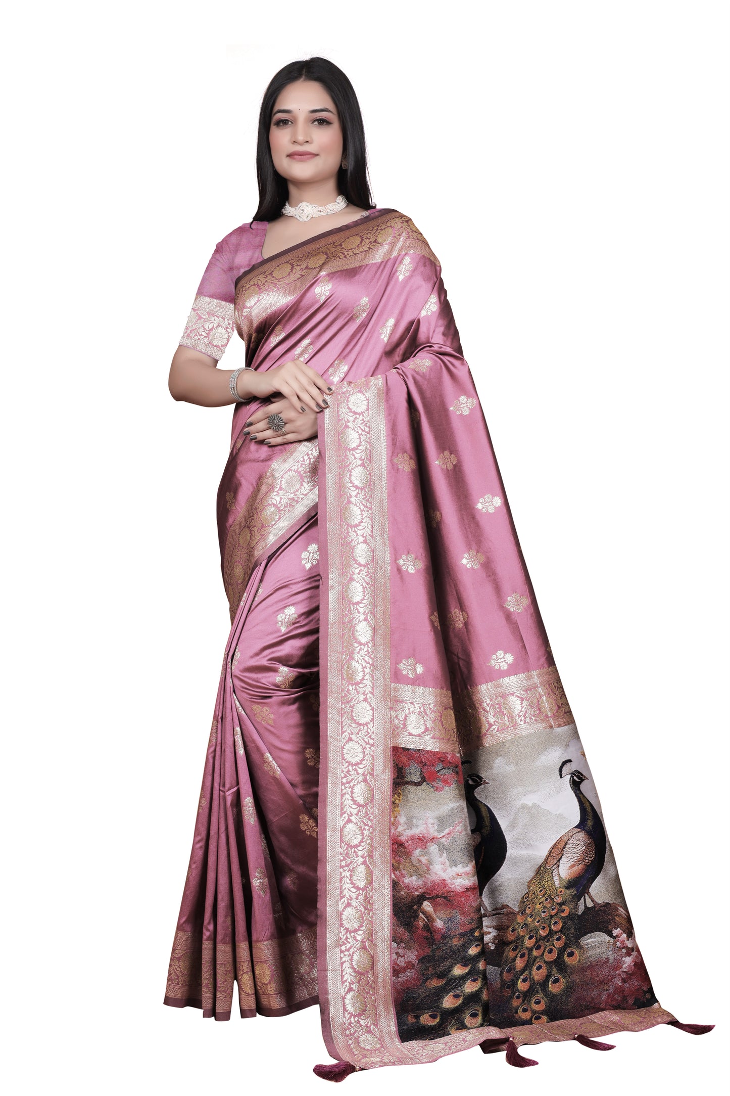 Royal 9 color Banarasi Silk Saree with Peacock woven Pallu  Design