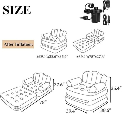 Foldable Inflatable Air Sofa Bed with Armrests