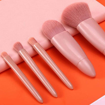 5-Piece Vegan Makeup Brush Set with Mirror Case
