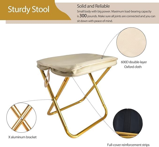 Folding Stool & Footrest for Travel, Hiking, and Camping