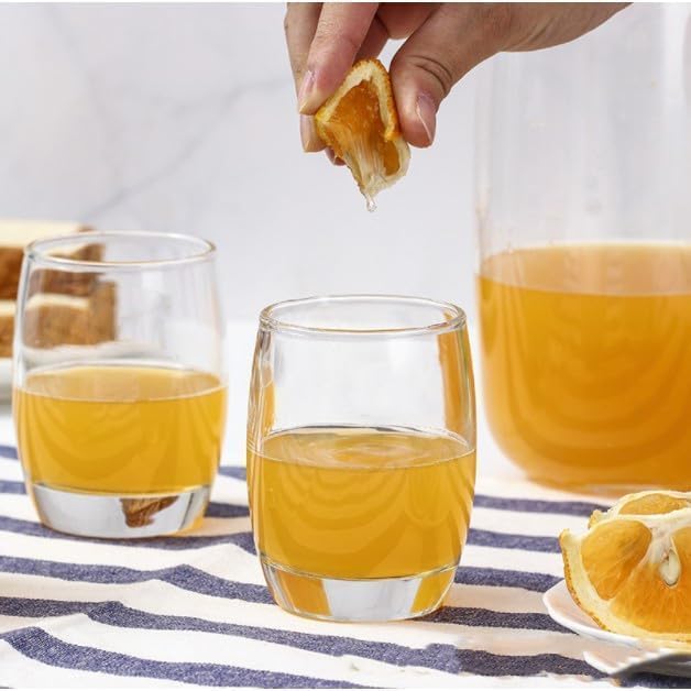 Premium Water & Juice Glass 6 PCS Set Crystal Clear Medium Tumblers, Dishwasher Safe
