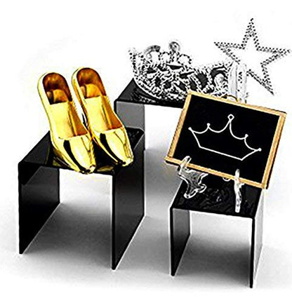 Crystal-Clear Acrylic Riser Stand Set – 3-Tier Display Stands for Jewelry, Collectibles & Decor